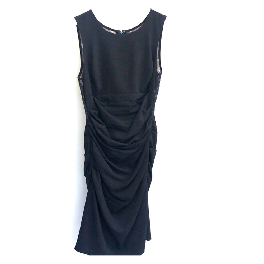 Bcbg black ruched dress lace back